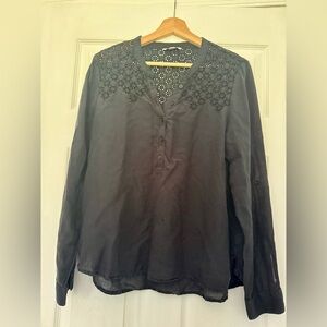 American Eagle Outfitters Black Lace Detail Blouse